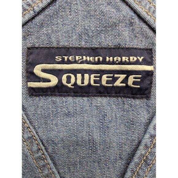 Vintage Squeeze Overalls Womens Medium Blue Denim Bib Carpenter Pockets Y2K - Picture 15 of 16